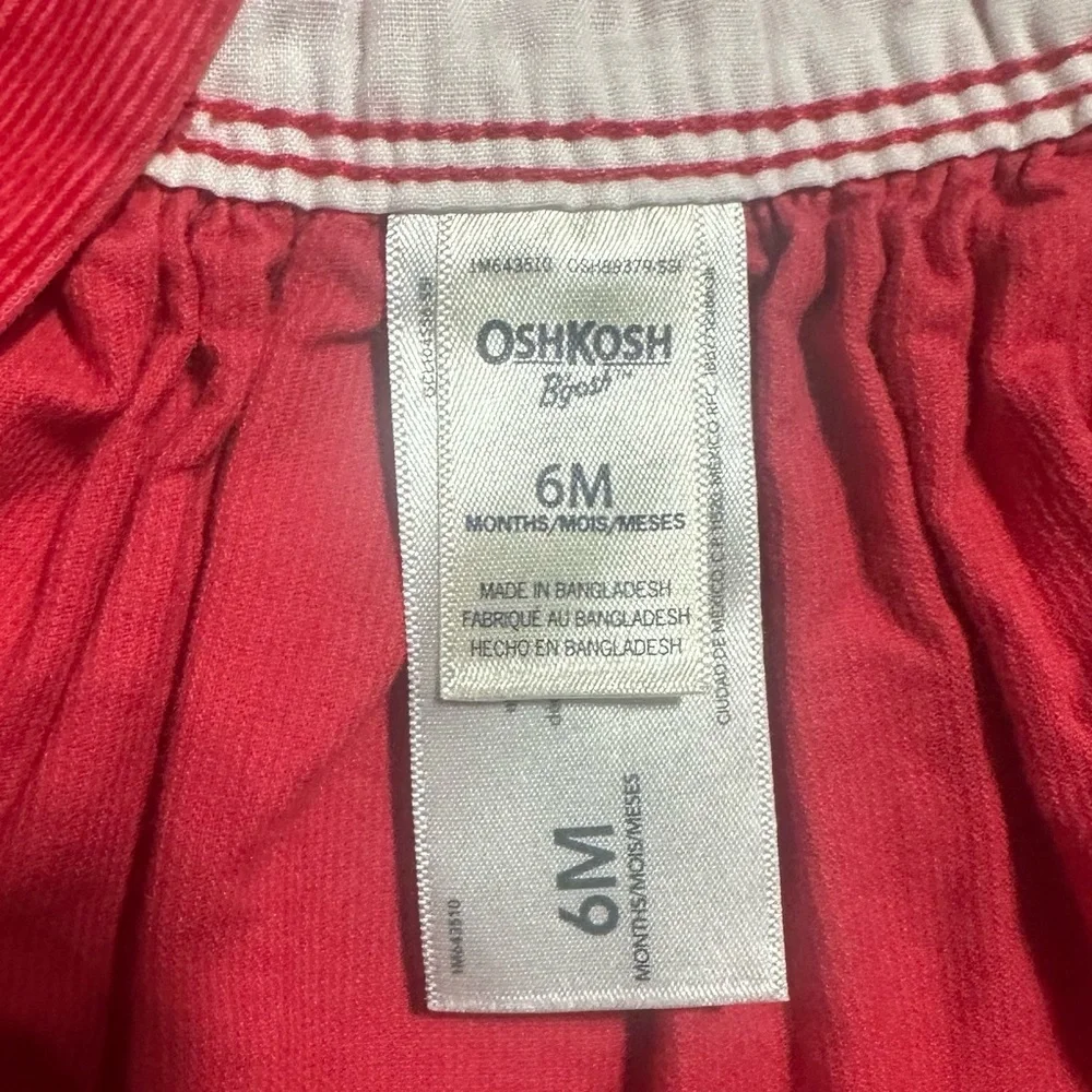 OshKosh B'gosh Red Corduroy Overall Jumper Dress Cottagecore Vintage Girls 6M